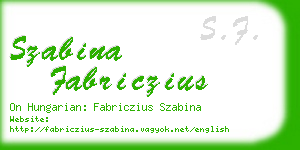 szabina fabriczius business card